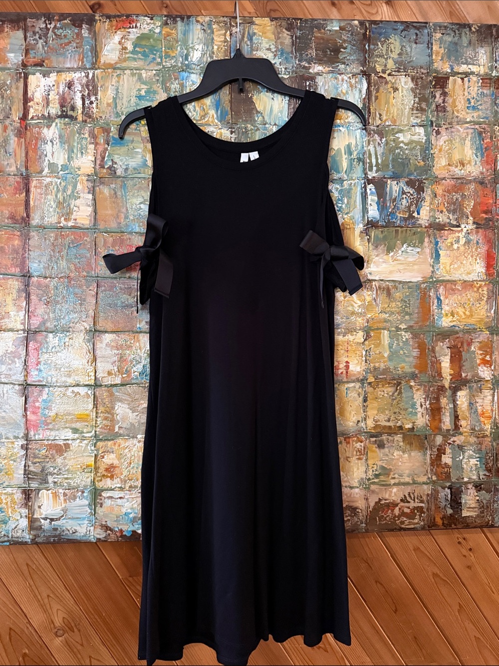 Kensie Black Sleeveless Dress with Side Bow Accents